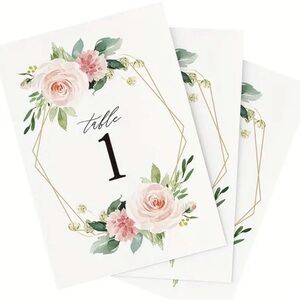 Table Numbers 1-8 Double-Sided Cards for Wedding Or party Celebration, 4"x6" NEW